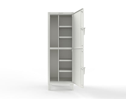 Extreme Duty 12 GA Double-Tier Locker with 2 Compartments, 4 Shelves, Coat Hooks - 26 in. W x 24in. D x 78 in. H - 26-24-2TPL-9003