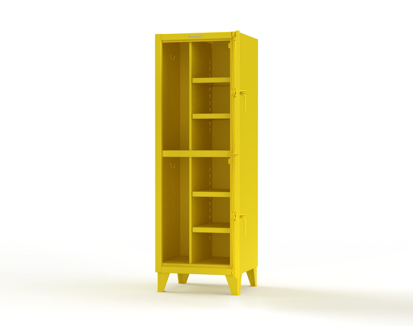 Extreme Duty 12 GA Double-Tier Locker with 2 Compartments, 4 Shelves, Coat Hooks - 26 in. W x 24in. D x 78 in. H - 26-24-2TPL-1021