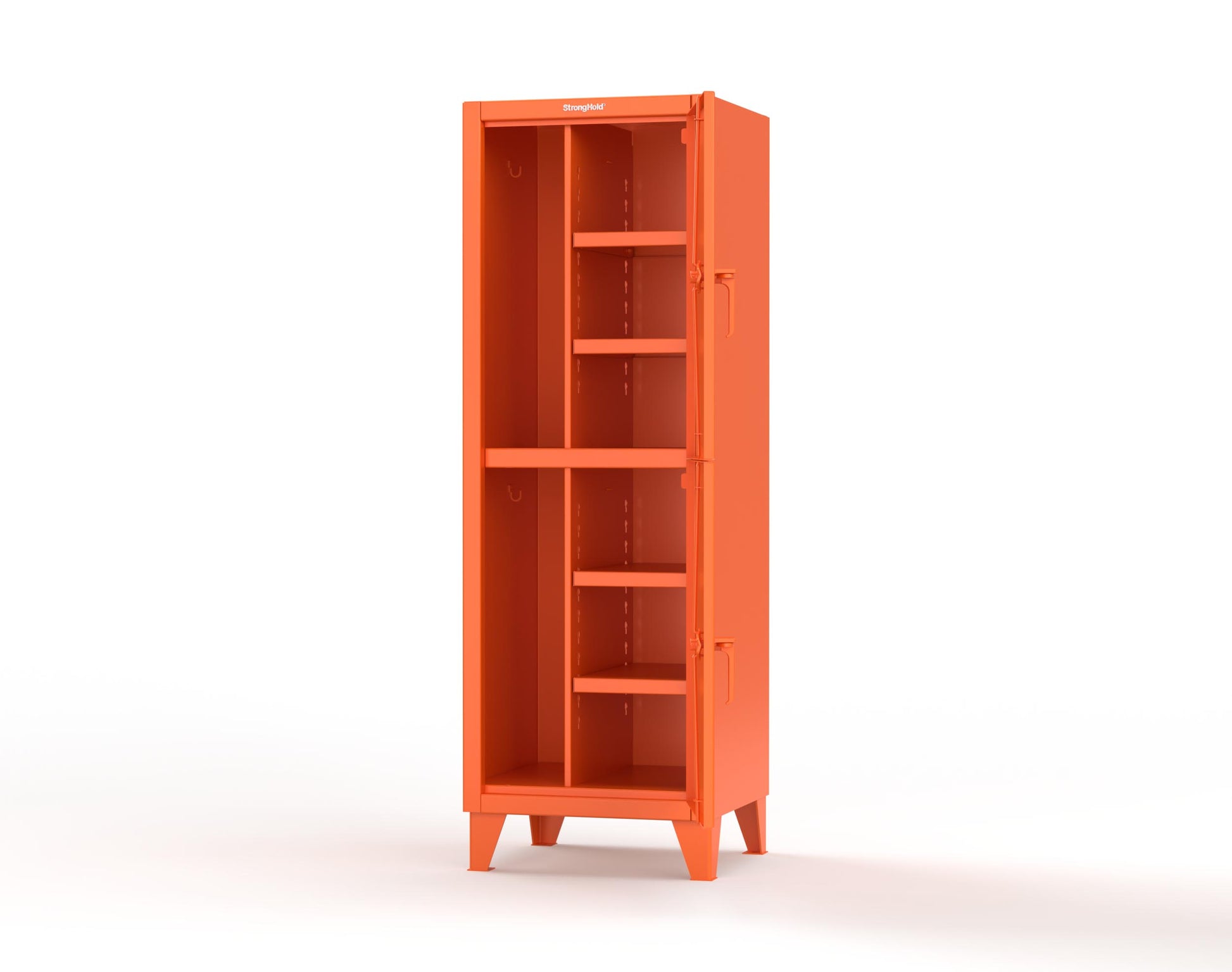 Extreme Duty 12 GA Double-Tier Locker with 2 Compartments, 4 Shelves, Coat Hooks - 26 in. W x 24in. D x 78 in. H - 26-24-2TPL-2009