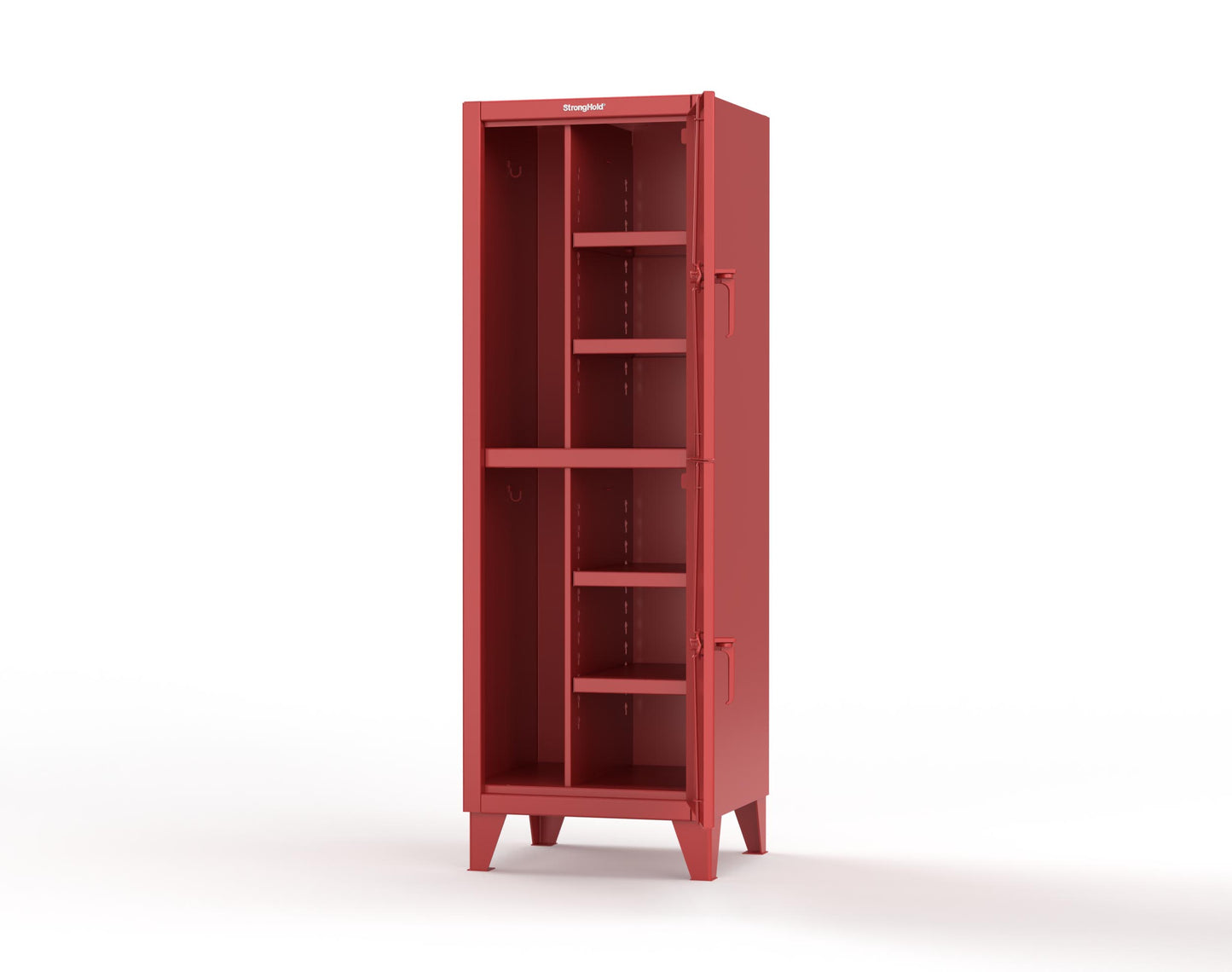 Extreme Duty 12 GA Double-Tier Locker with 2 Compartments, 4 Shelves, Coat Hooks - 26 in. W x 24in. D x 78 in. H - 26-24-2TPL-3001