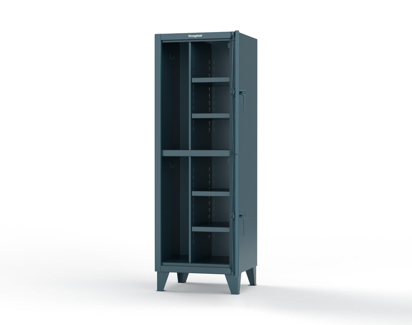 Extreme Duty 12 GA Double-Tier Locker with 2 Compartments, 4 Shelves, Coat Hooks - 26 in. W x 24in. D x 78 in. H - 26-24-2TPL-5001