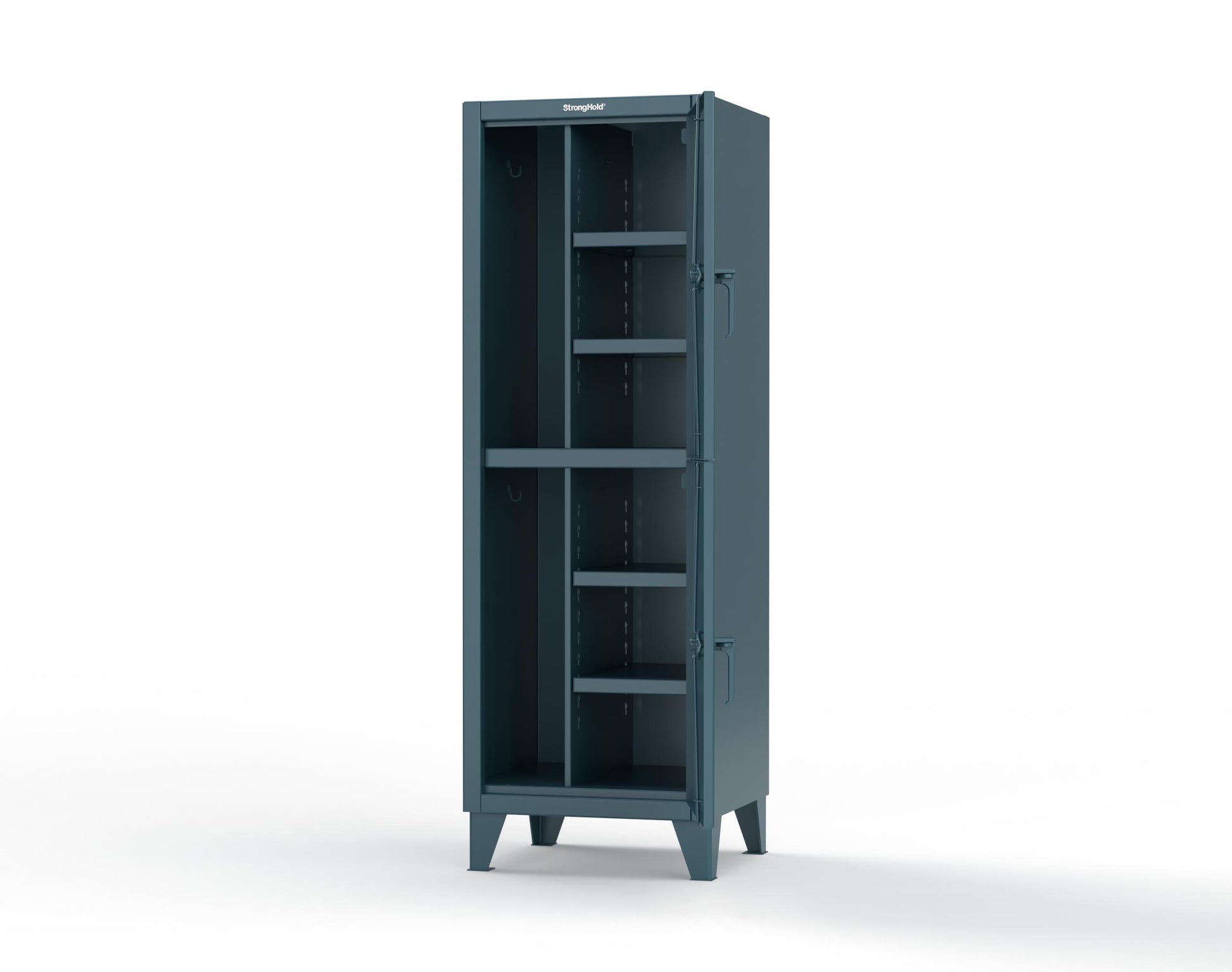 Extreme Duty 12 GA Double-Tier Locker with 2 Compartments, 4 Shelves, Coat Hooks - 26 in. W x 24in. D x 78 in. H - 26-24-2TPL-5001
