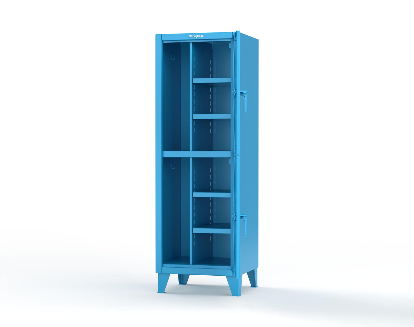 Extreme Duty 12 GA Double-Tier Locker with 2 Compartments, 4 Shelves, Coat Hooks - 26 in. W x 24in. D x 78 in. H - 26-24-2TPL-5012