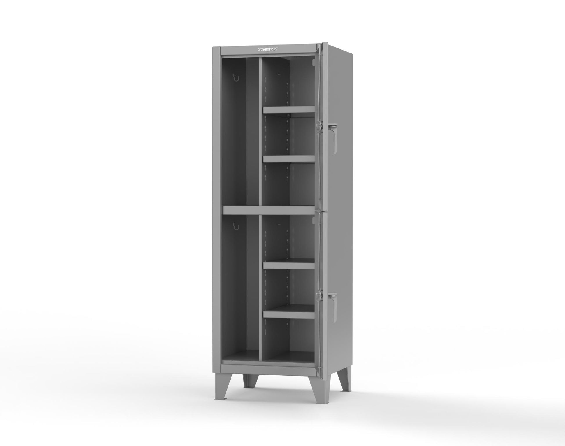 Extreme Duty 12 GA Double-Tier Locker with 2 Compartments, 4 Shelves, Coat Hooks - 26 in. W x 24in. D x 78 in. H - 26-24-2TPL-7037