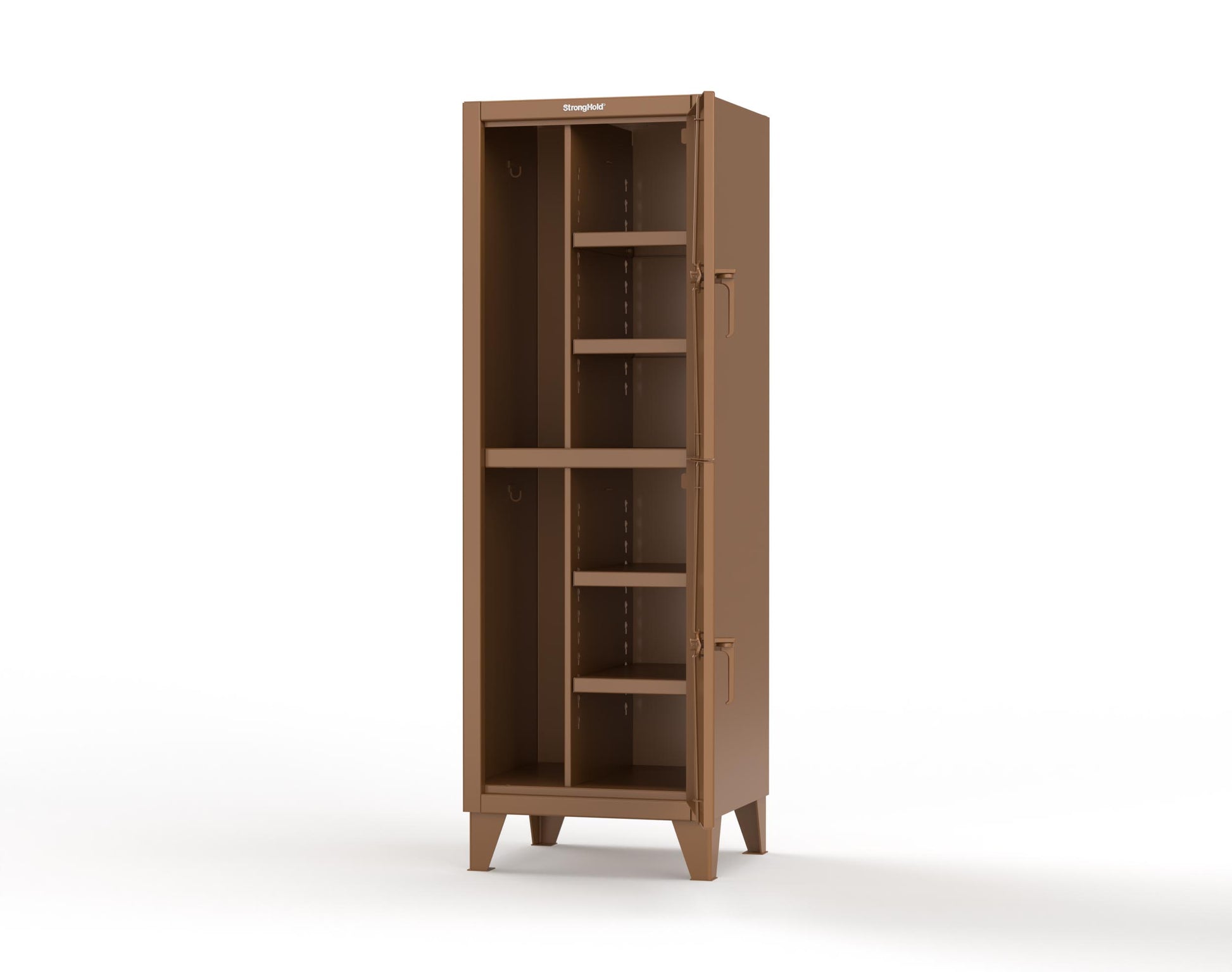 Extreme Duty 12 GA Double-Tier Locker with 2 Compartments, 4 Shelves, Coat Hooks - 26 in. W x 24in. D x 78 in. H - 26-24-2TPL-8008