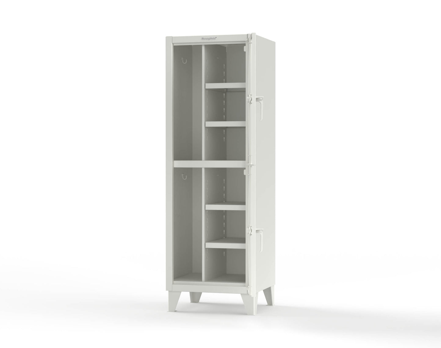 Extreme Duty 12 GA Double-Tier Locker with 2 Compartments, 4 Shelves, Coat Hooks - 26 in. W x 24in. D x 78 in. H - 26-24-2TPL-9003
