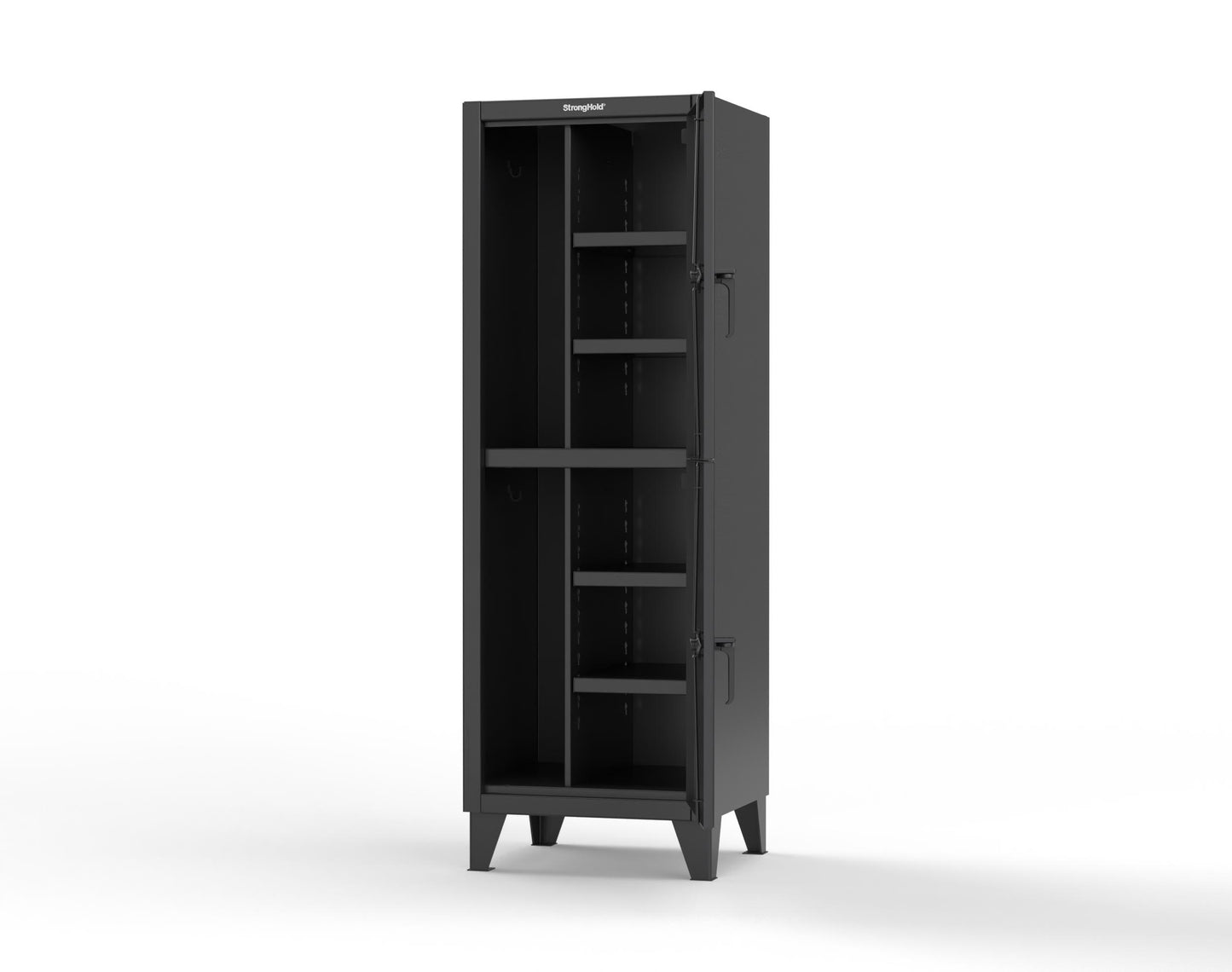 Extreme Duty 12 GA Double-Tier Locker with 2 Compartments, 4 Shelves, Coat Hooks - 26 in. W x 24in. D x 78 in. H - 26-24-2TPL-9005