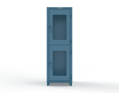 Extra Heavy Duty 14 GA Double-Tier Ventilated Locker, 2 Compartments - 24 in. W x 24 in. D x 75 in. H - 26-2H-24-2T-L-5001