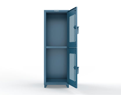 Extra Heavy Duty 14 GA Double-Tier Ventilated Locker, 2 Compartments - 24 in. W x 24 in. D x 75 in. H - 26-2H-24-2T-L-5001