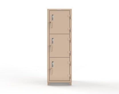 Extra Heavy Duty 14 GA Triple-Tier Locker with Keyless Entry Lock, 3 Compartments – 24 in. W x 24 in. D x 75 in. H - 26-3D-24-3T-EK-L-1019