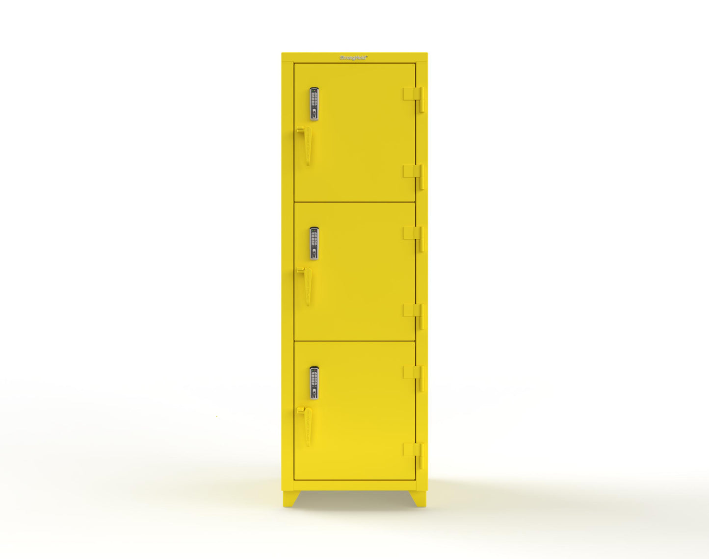 Extra Heavy Duty 14 GA Triple-Tier Locker with Keyless Entry Lock, 3 Compartments – 24 in. W x 24 in. D x 75 in. H - 26-3D-24-3T-EK-L-1021
