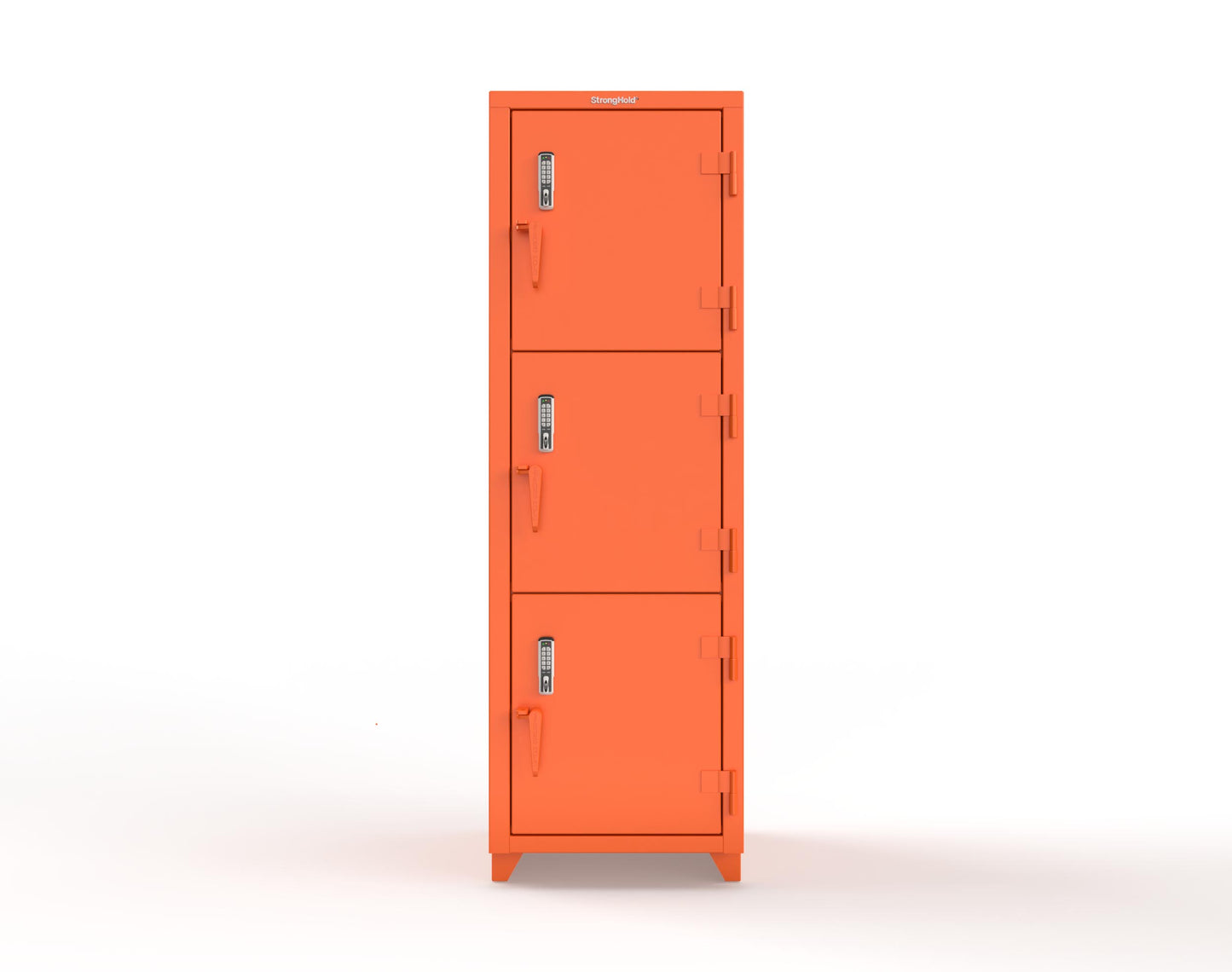 Extra Heavy Duty 14 GA Triple-Tier Locker with Keyless Entry Lock, 3 Compartments – 24 in. W x 24 in. D x 75 in. H - 26-3D-24-3T-EK-L-2009