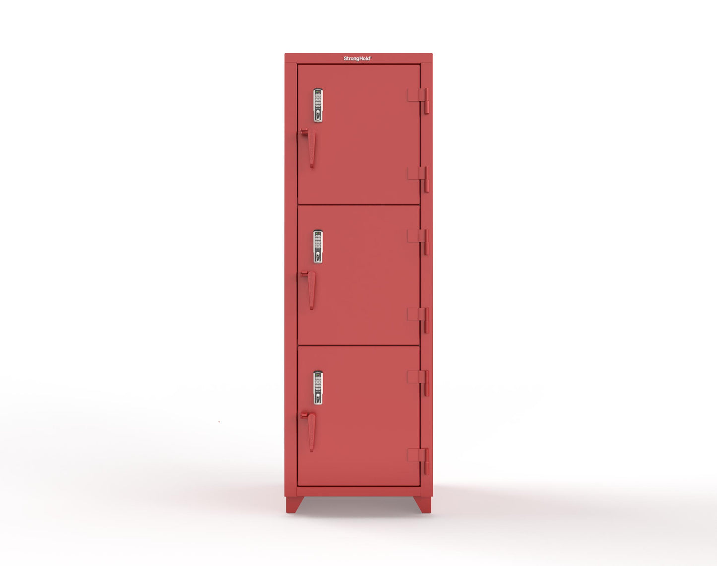 Extra Heavy Duty 14 GA Triple-Tier Locker with Keyless Entry Lock, 3 Compartments – 24 in. W x 24 in. D x 75 in. H - 26-3D-24-3T-EK-L-3001