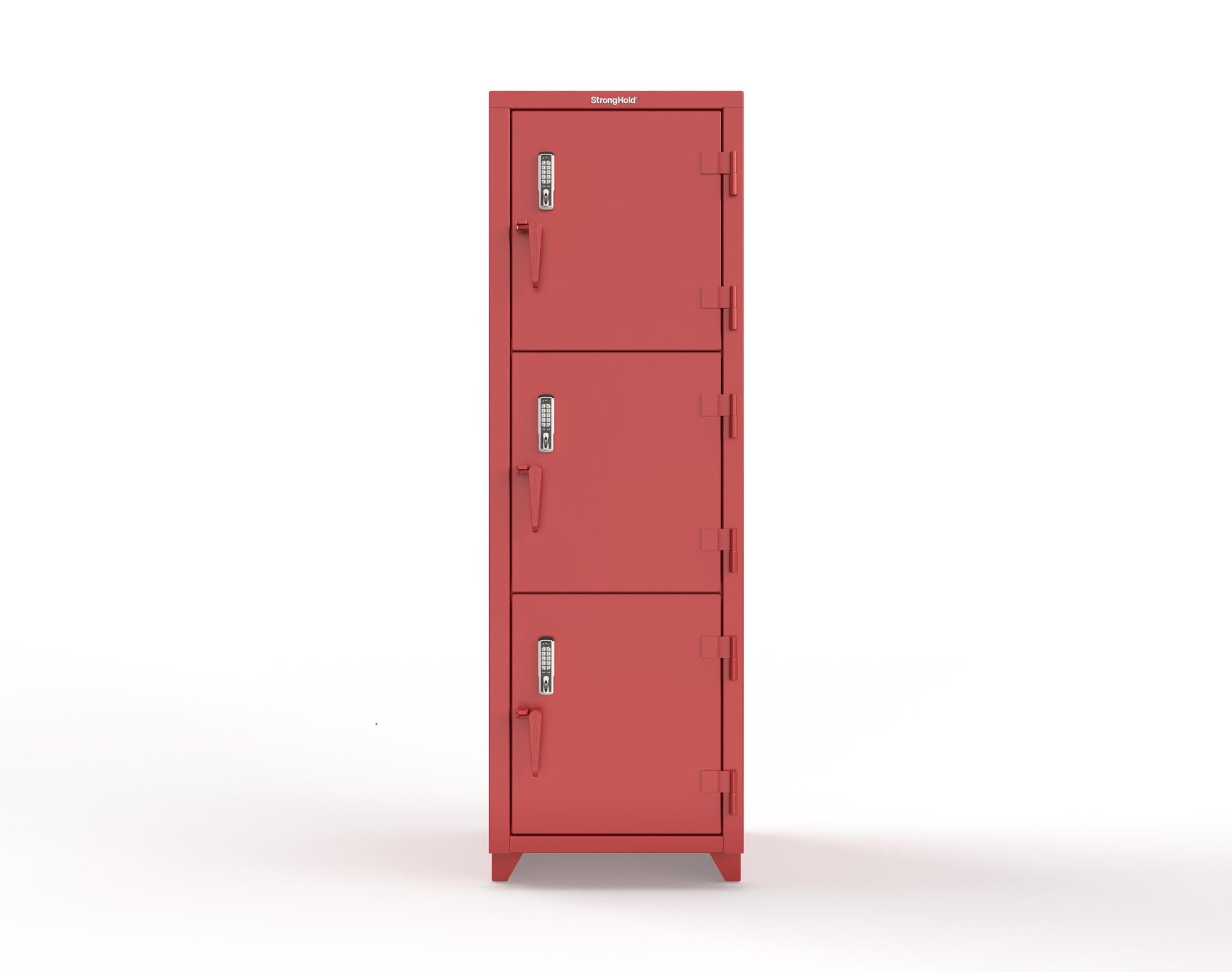 Extra Heavy Duty 14 GA Triple-Tier Locker with Keyless Entry Lock, 3 Compartments – 24 in. W x 24 in. D x 75 in. H - 26-3D-24-3T-EK-L-3001