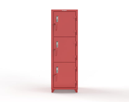 Extra Heavy Duty 14 GA Triple-Tier Locker with Keyless Entry Lock, 3 Compartments – 24 in. W x 24 in. D x 75 in. H - 26-3D-24-3T-EK-L-3001
