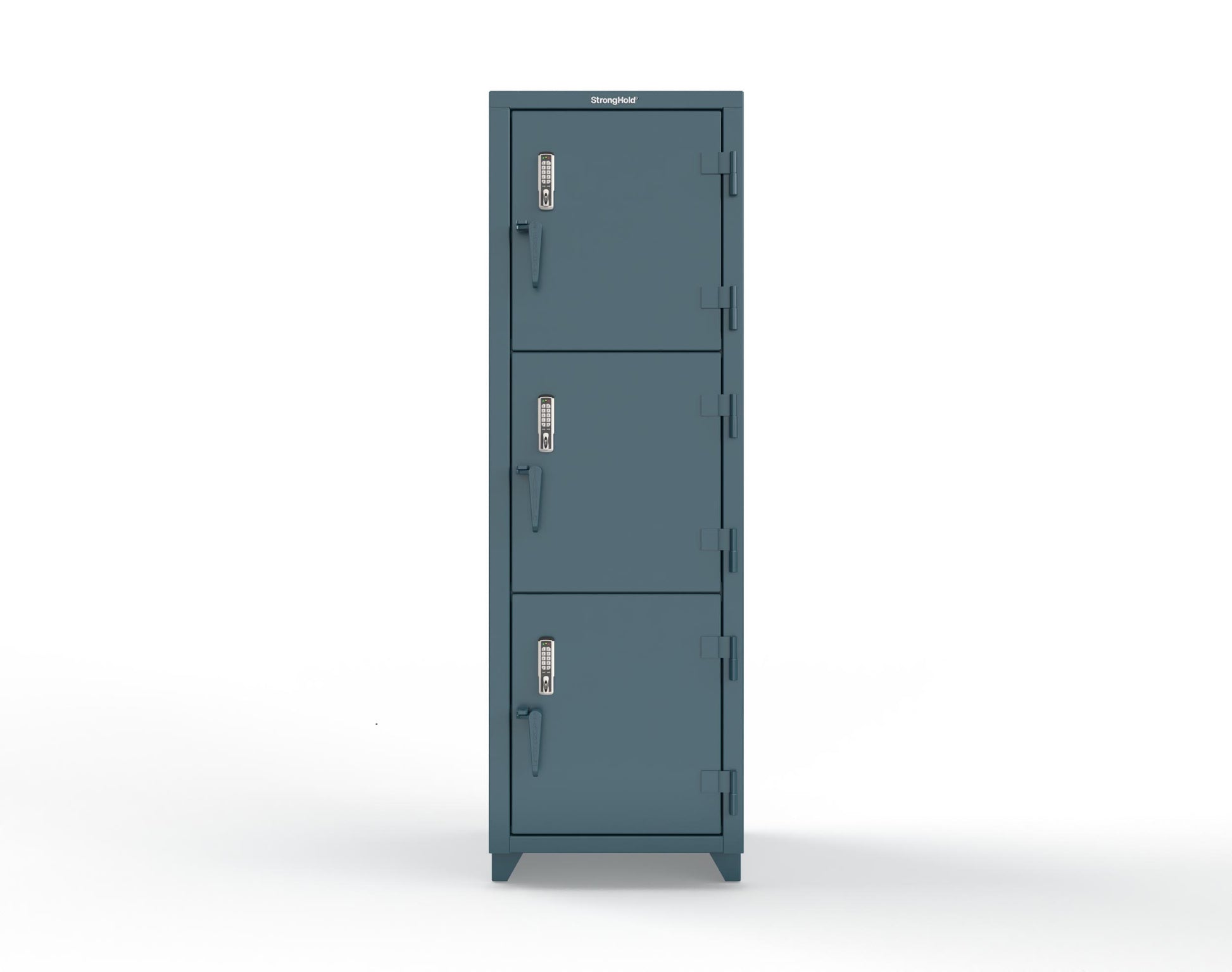 Extra Heavy Duty 14 GA Triple-Tier Locker with Keyless Entry Lock, 3 Compartments – 24 in. W x 24 in. D x 75 in. H - 26-3D-24-3T-EK-L-5001