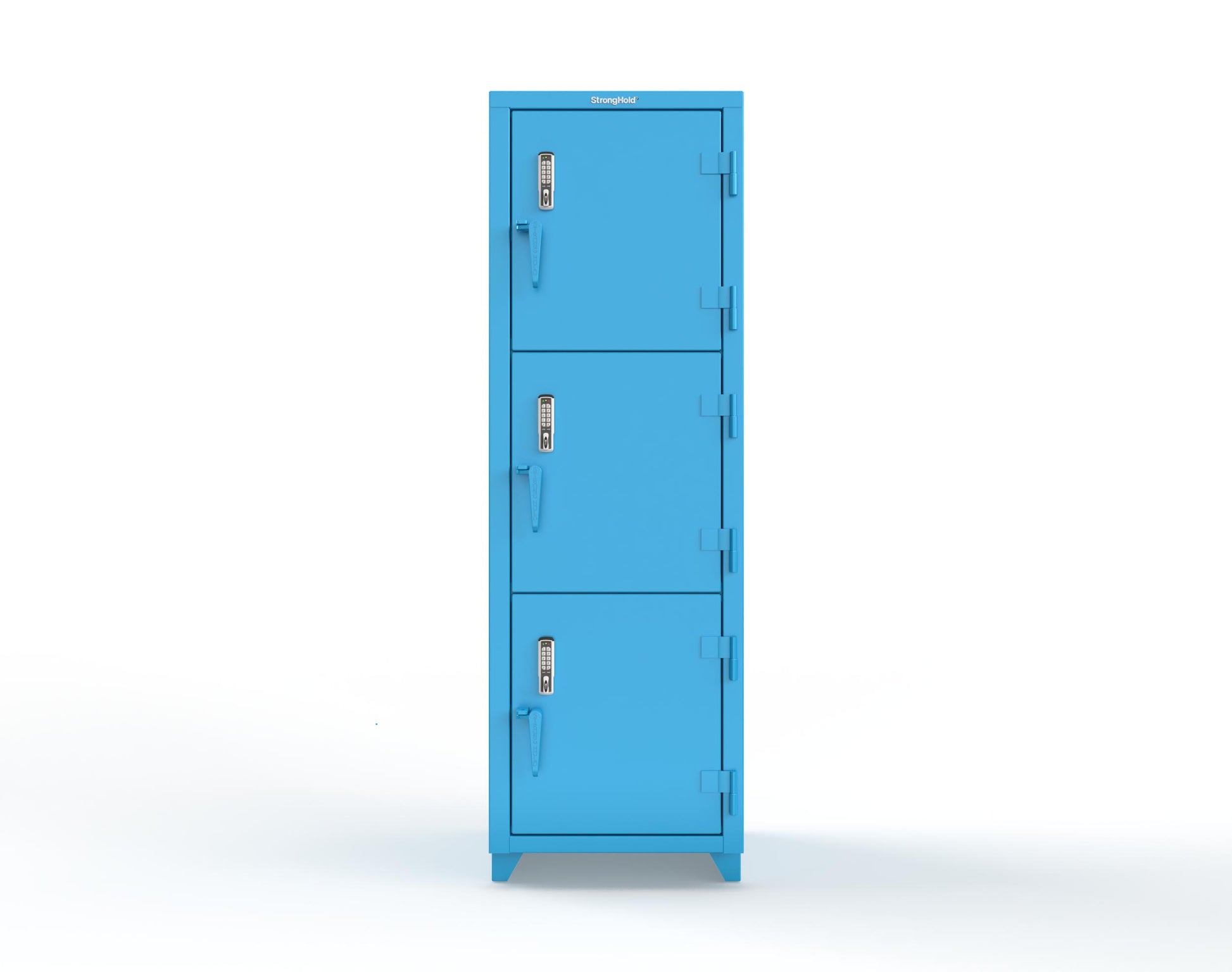 Extra Heavy Duty 14 GA Triple-Tier Locker with Keyless Entry Lock, 3 Compartments – 24 in. W x 24 in. D x 75 in. H - 26-3D-24-3T-EK-L-5012