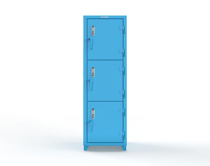 Extra Heavy Duty 14 GA Triple-Tier Locker with Keyless Entry Lock, 3 Compartments – 24 in. W x 24 in. D x 75 in. H - 26-3D-24-3T-EK-L-5012