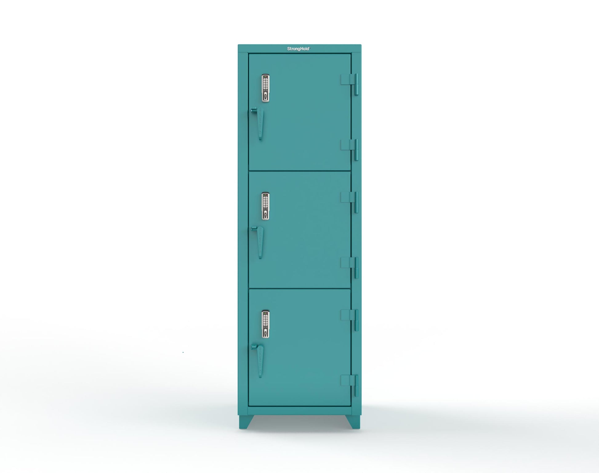 Extra Heavy Duty 14 GA Triple-Tier Locker with Keyless Entry Lock, 3 Compartments – 24 in. W x 24 in. D x 75 in. H - 26-3D-24-3T-EK-L-5021