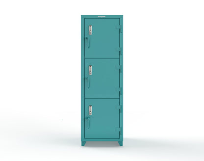 Extra Heavy Duty 14 GA Triple-Tier Locker with Keyless Entry Lock, 3 Compartments – 24 in. W x 24 in. D x 75 in. H - 26-3D-24-3T-EK-L-5021