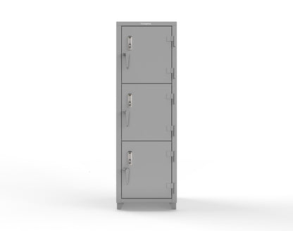 Extra Heavy Duty 14 GA Triple-Tier Locker with Keyless Entry Lock, 3 Compartments – 24 in. W x 24 in. D x 75 in. H - 26-3D-24-3T-EK-L-7037