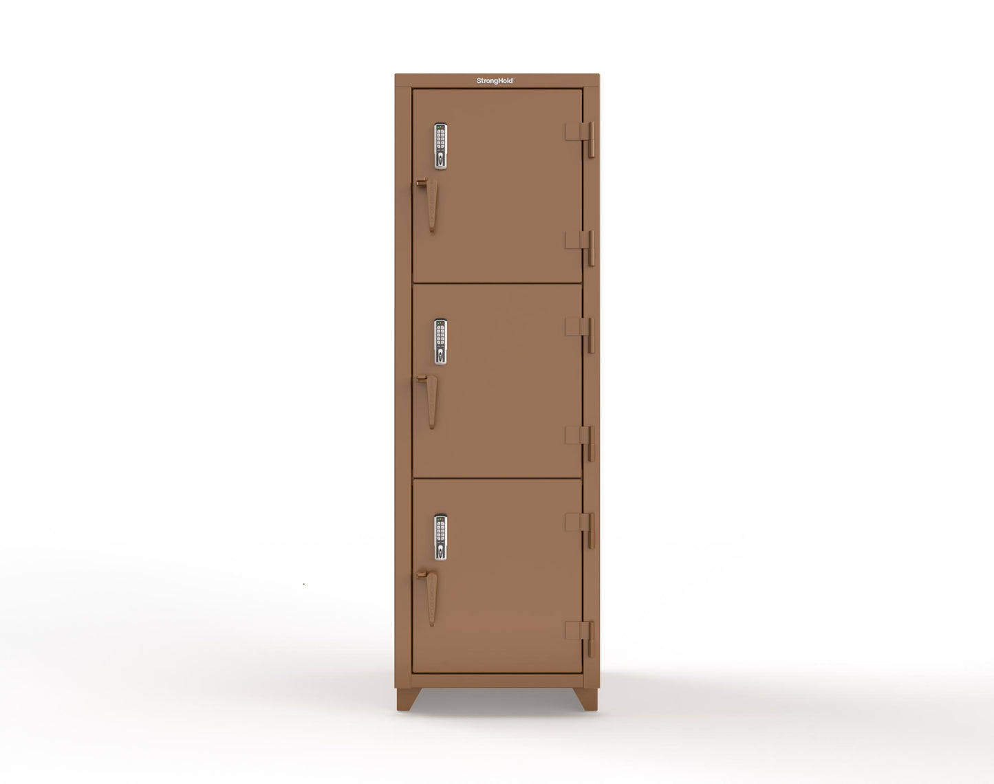 Extra Heavy Duty 14 GA Triple-Tier Locker with Keyless Entry Lock, 3 Compartments – 24 in. W x 24 in. D x 75 in. H - 26-3D-24-3T-EK-L-8008