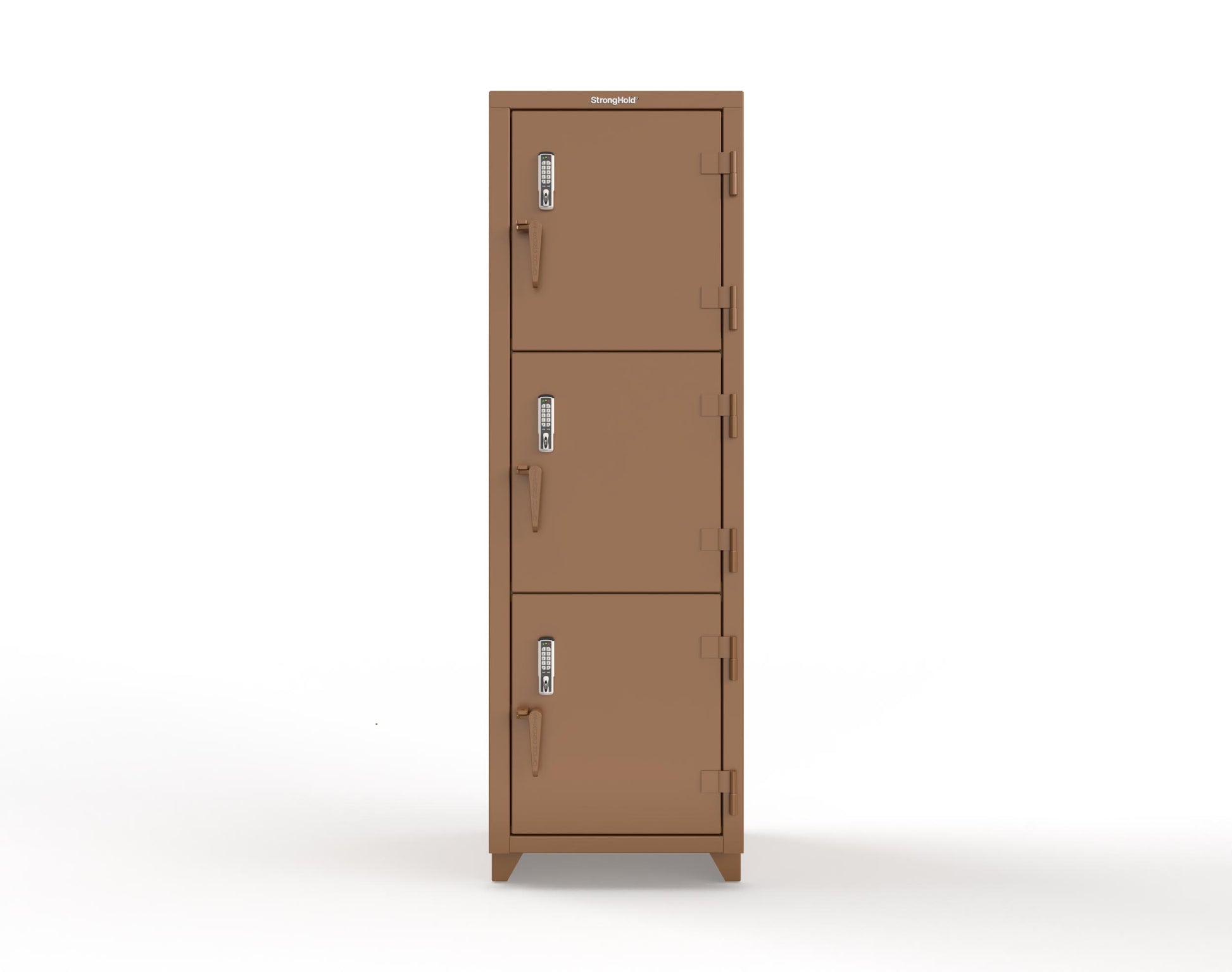 Extra Heavy Duty 14 GA Triple-Tier Locker with Keyless Entry Lock, 3 Compartments – 24 in. W x 24 in. D x 75 in. H - 26-3D-24-3T-EK-L-8008
