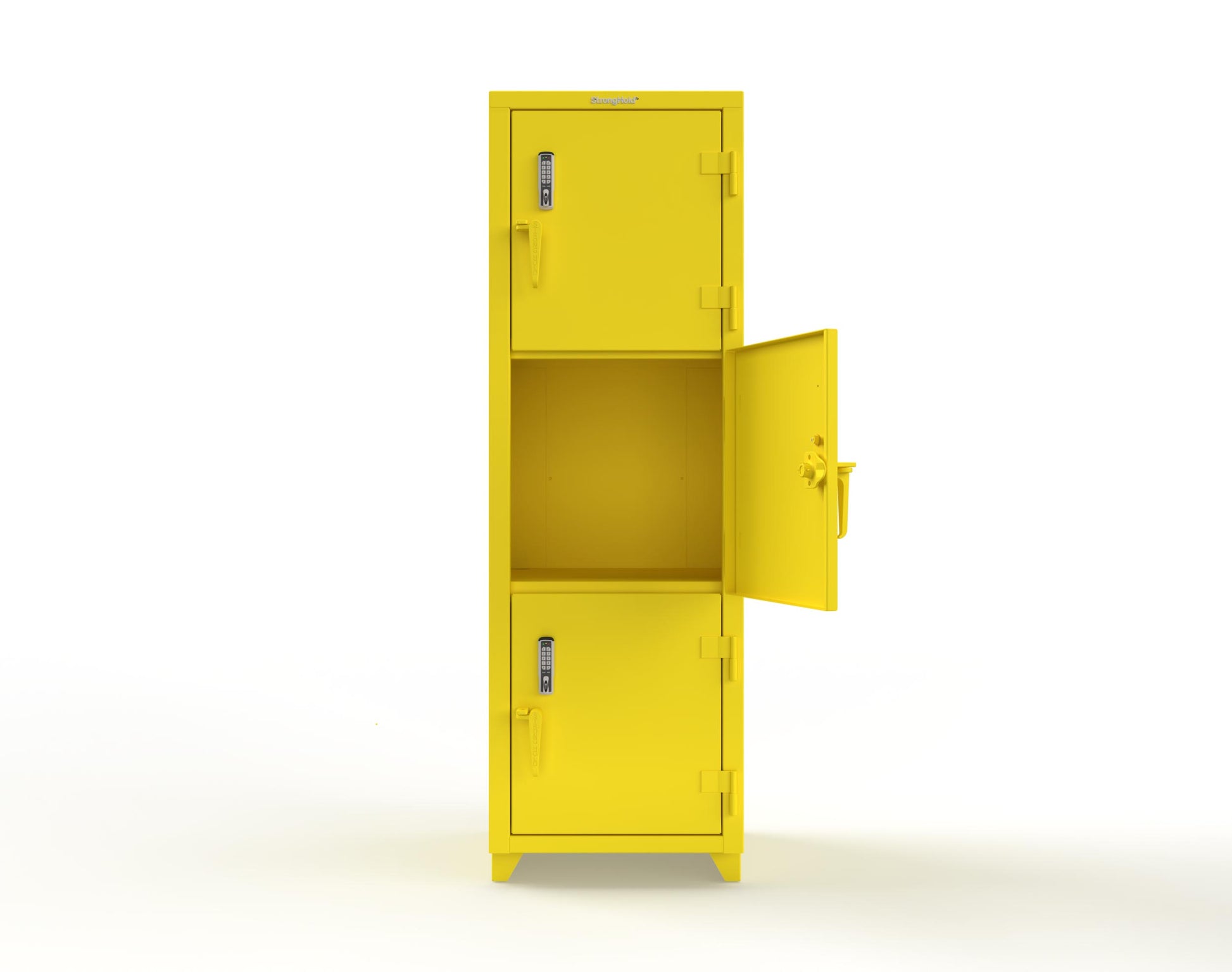 Extra Heavy Duty 14 GA Triple-Tier Locker with Keyless Entry Lock, 3 Compartments – 24 in. W x 24 in. D x 75 in. H - 26-3D-24-3T-EK-L-1021