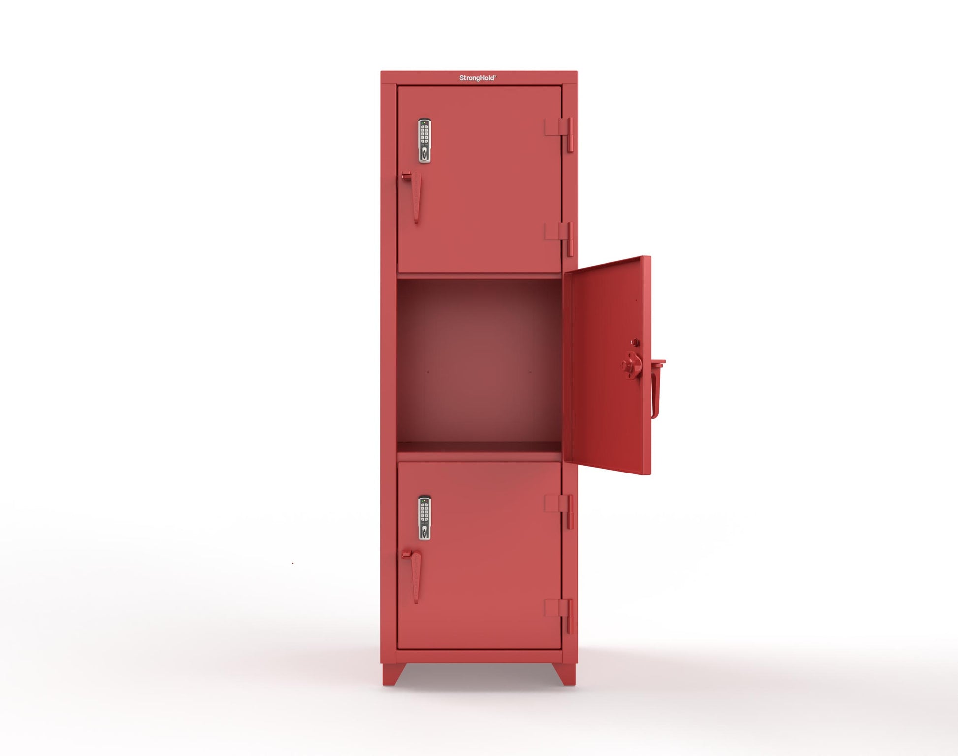 Extra Heavy Duty 14 GA Triple-Tier Locker with Keyless Entry Lock, 3 Compartments – 24 in. W x 24 in. D x 75 in. H - 26-3D-24-3T-EK-L-3001