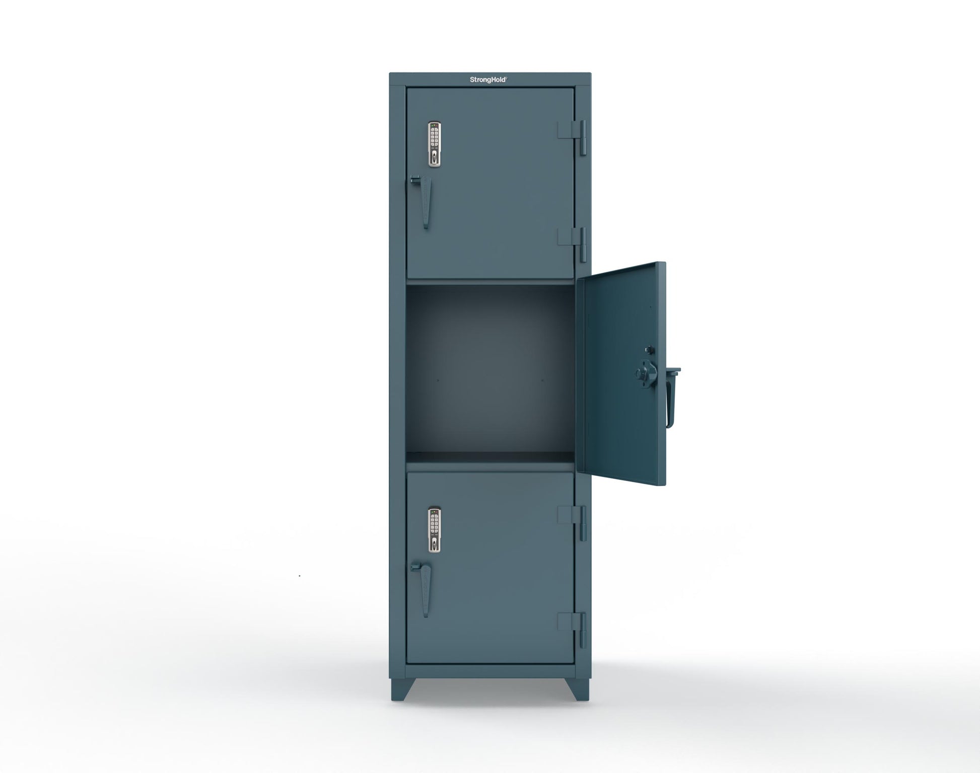 Extra Heavy Duty 14 GA Triple-Tier Locker with Keyless Entry Lock, 3 Compartments – 24 in. W x 24 in. D x 75 in. H - 26-3D-24-3T-EK-L-5001
