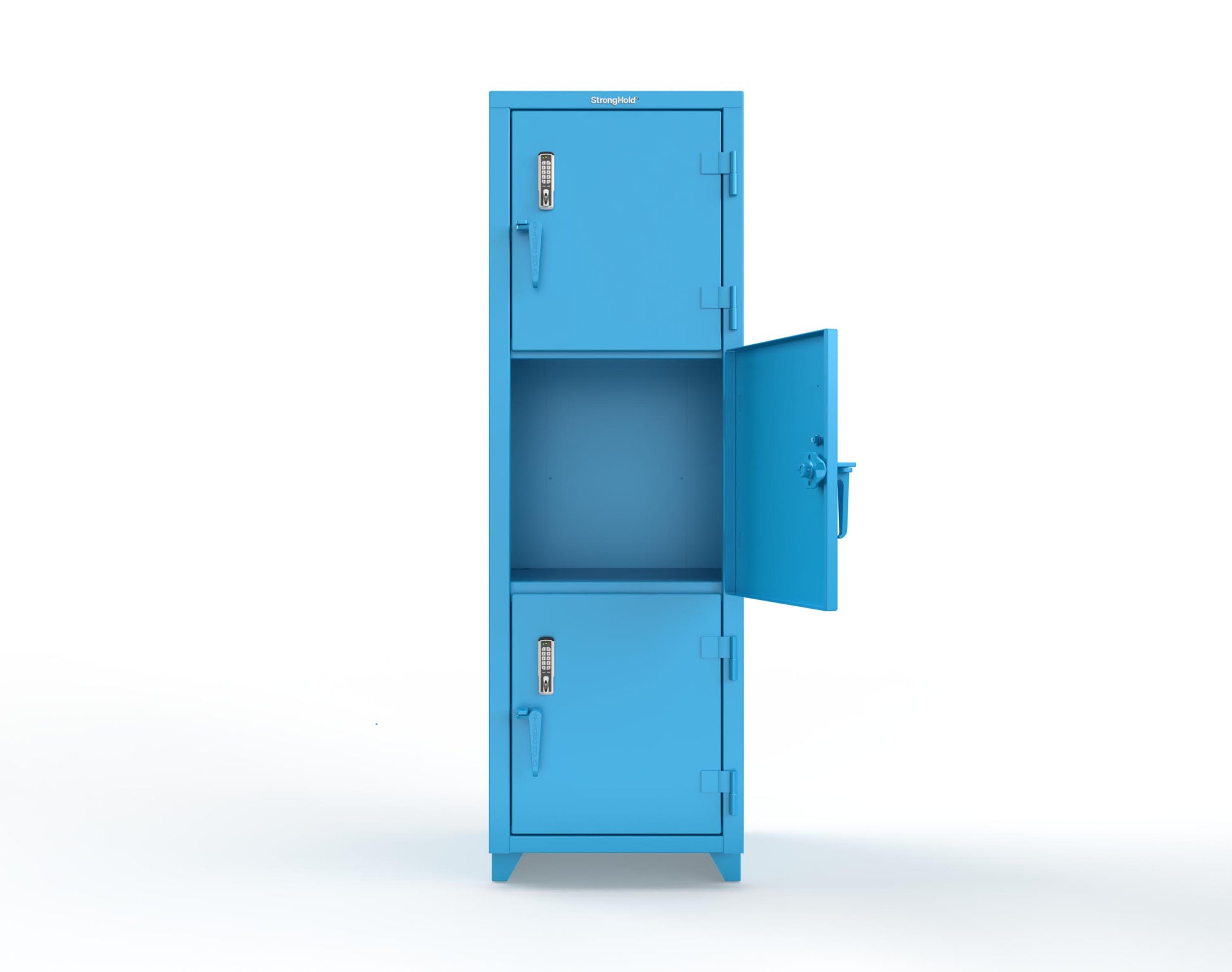 Extra Heavy Duty 14 GA Triple-Tier Locker with Keyless Entry Lock, 3 Compartments – 24 in. W x 24 in. D x 75 in. H - 26-3D-24-3T-EK-L-5012