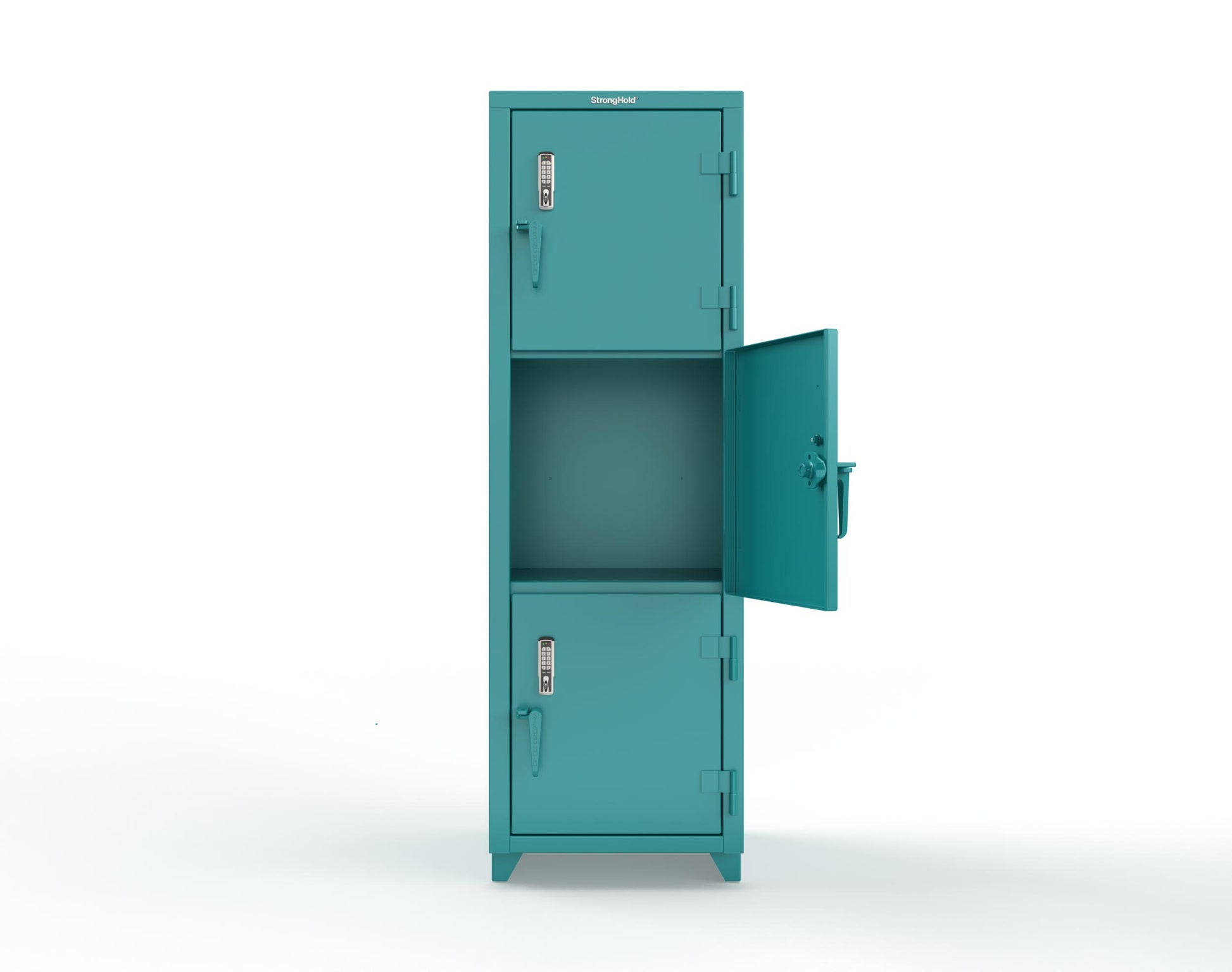 Extra Heavy Duty 14 GA Triple-Tier Locker with Keyless Entry Lock, 3 Compartments – 24 in. W x 24 in. D x 75 in. H - 26-3D-24-3T-EK-L-5021