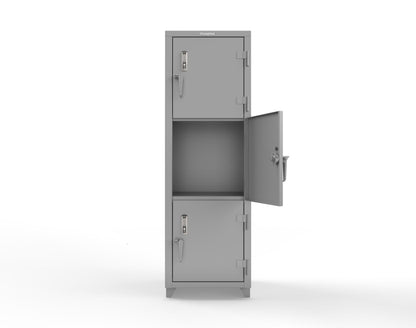 Extra Heavy Duty 14 GA Triple-Tier Locker with Keyless Entry Lock, 3 Compartments – 24 in. W x 24 in. D x 75 in. H - 26-3D-24-3T-EK-L-7037