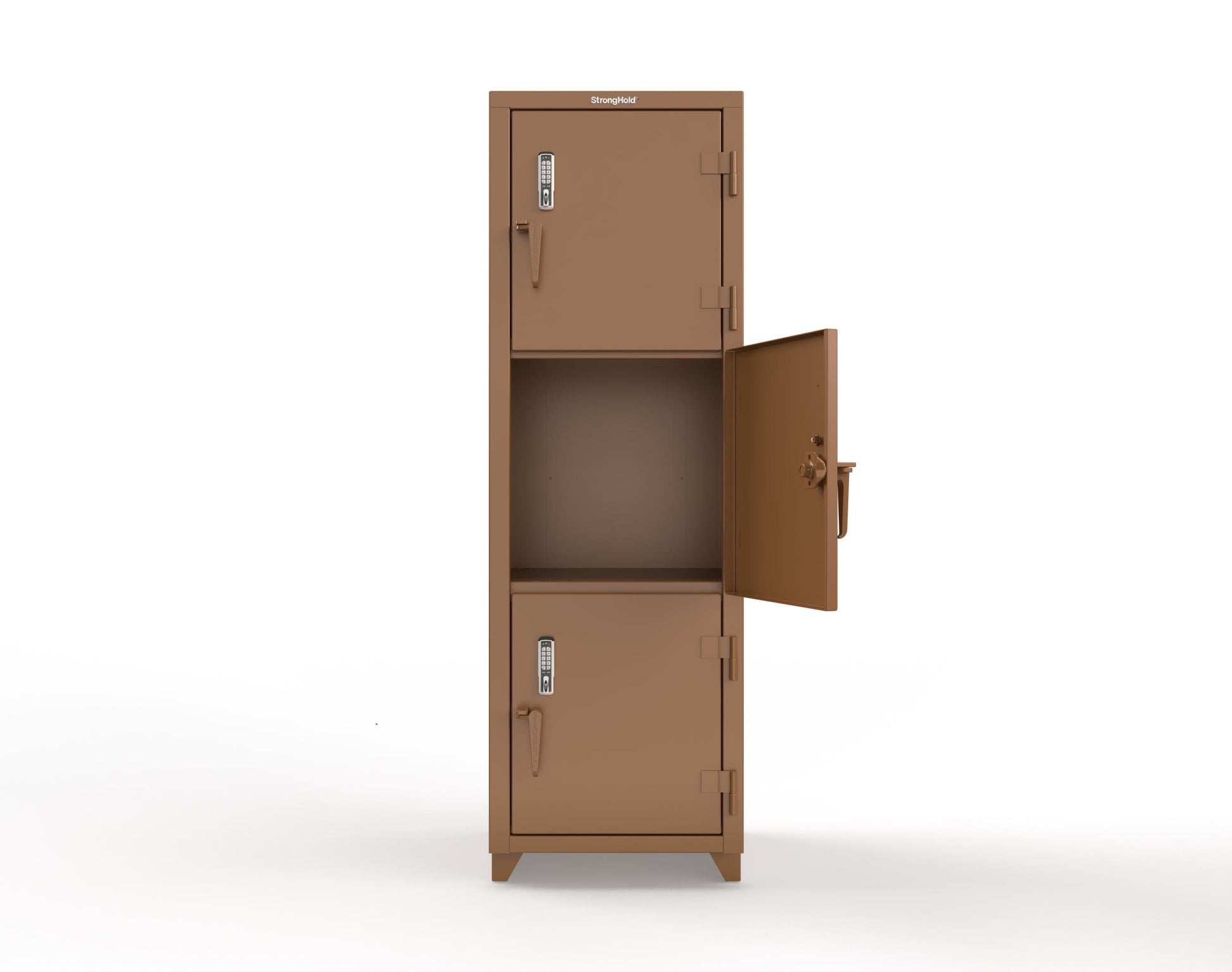 Extra Heavy Duty 14 GA Triple-Tier Locker with Keyless Entry Lock, 3 Compartments – 24 in. W x 24 in. D x 75 in. H - 26-3D-24-3T-EK-L-8008