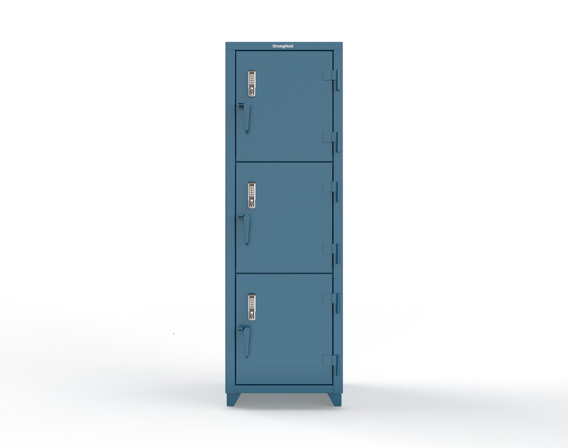 Extra Heavy Duty 14 GA Triple-Tier Locker with Keyless Entry Lock, 3 Compartments – 24 in. W x 24 in. D x 75 in. H - 26-3D-24-3T-EK-L-5001