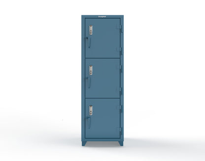 Extra Heavy Duty 14 GA Triple-Tier Locker with Keyless Entry Lock, 3 Compartments – 24 in. W x 24 in. D x 75 in. H - 26-3D-24-3T-EK-L-5001