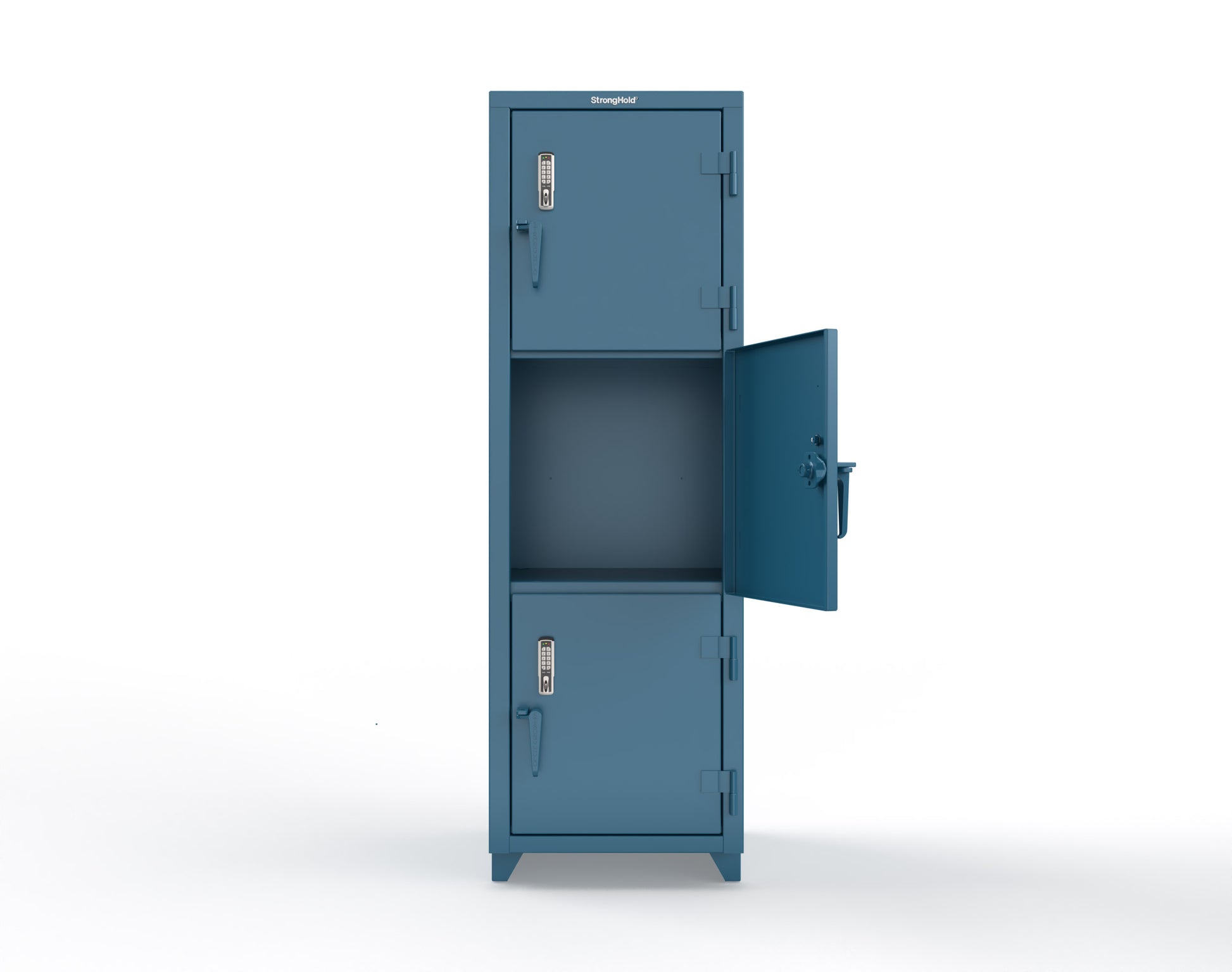 Extra Heavy Duty 14 GA Triple-Tier Locker with Keyless Entry Lock, 3 Compartments – 24 in. W x 24 in. D x 75 in. H - 26-3D-24-3T-EK-L-5001