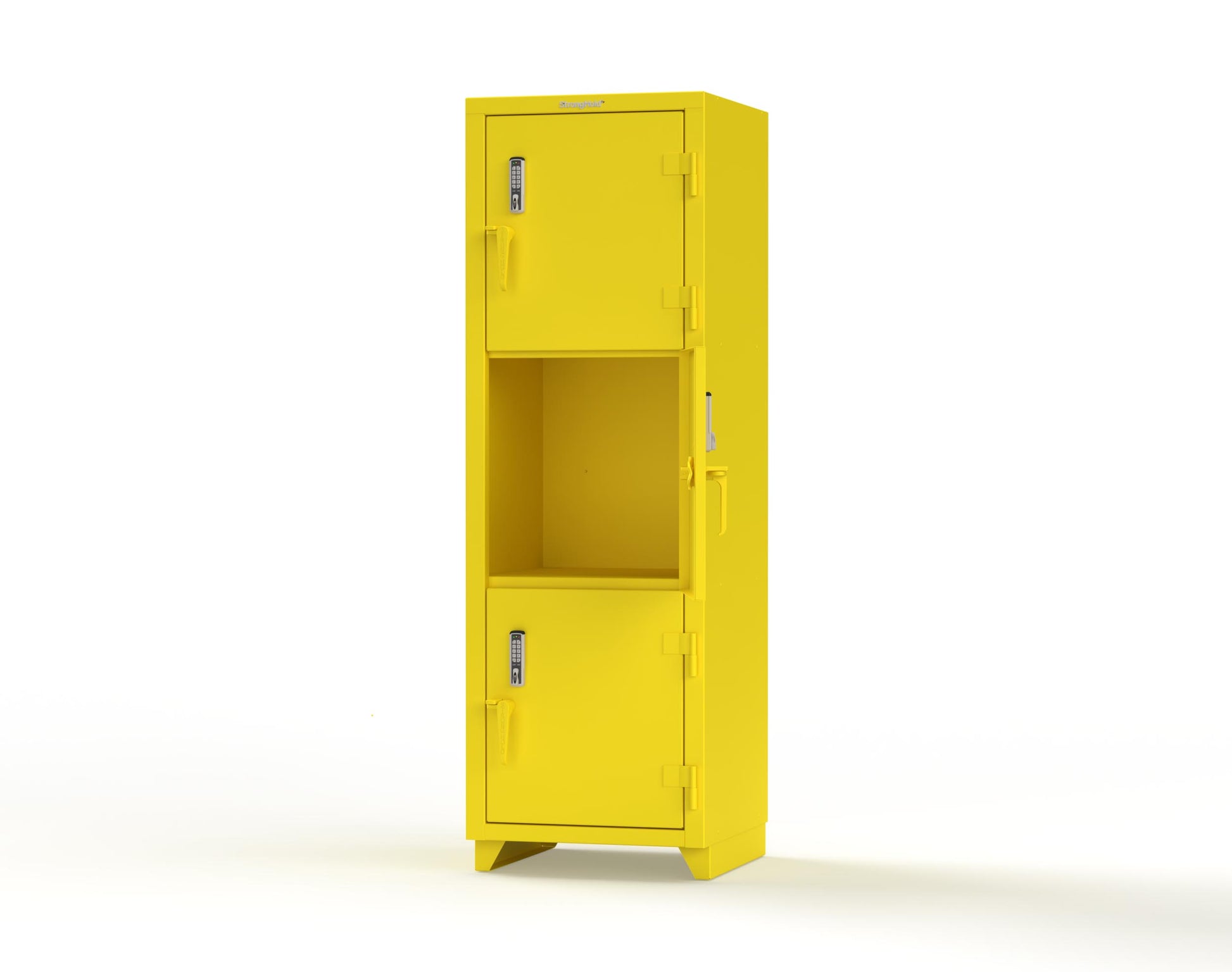 Extra Heavy Duty 14 GA Triple-Tier Locker with Keyless Entry Lock, 3 Compartments – 24 in. W x 24 in. D x 75 in. H - 26-3D-24-3T-EK-L-1021