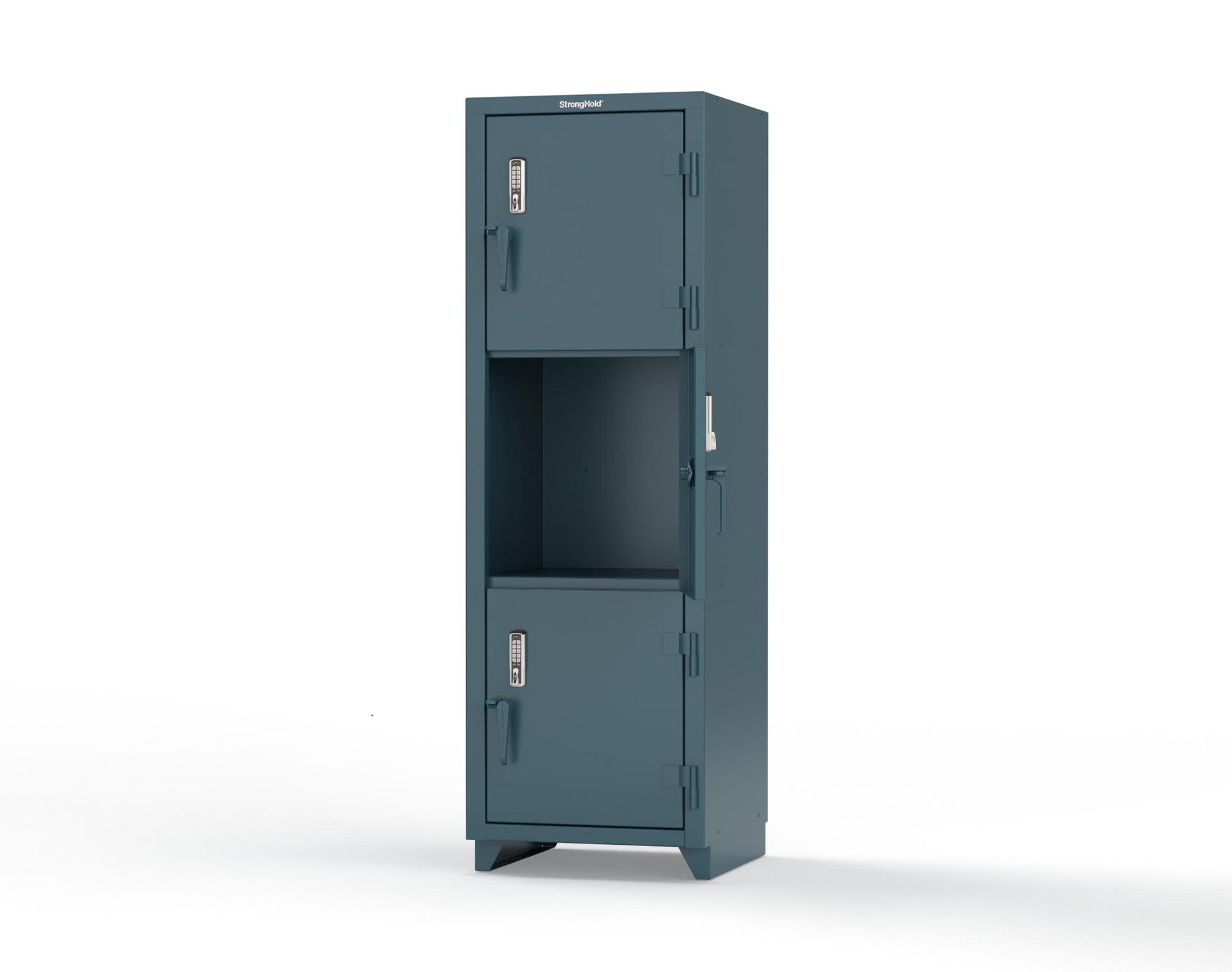 Extra Heavy Duty 14 GA Triple-Tier Locker with Keyless Entry Lock, 3 Compartments – 24 in. W x 24 in. D x 75 in. H - 26-3D-24-3T-EK-L-5001