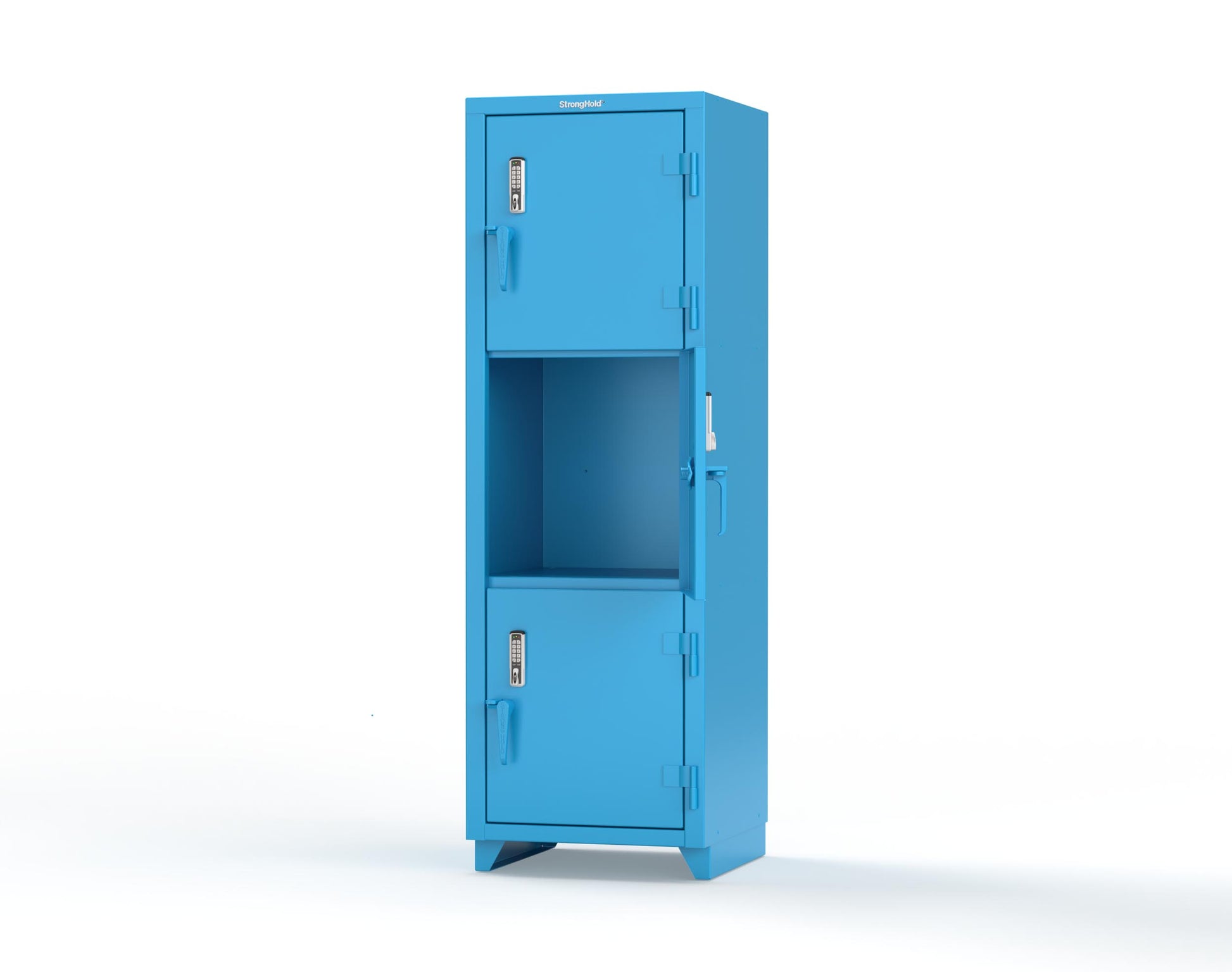 Extra Heavy Duty 14 GA Triple-Tier Locker with Keyless Entry Lock, 3 Compartments – 24 in. W x 24 in. D x 75 in. H - 26-3D-24-3T-EK-L-5012