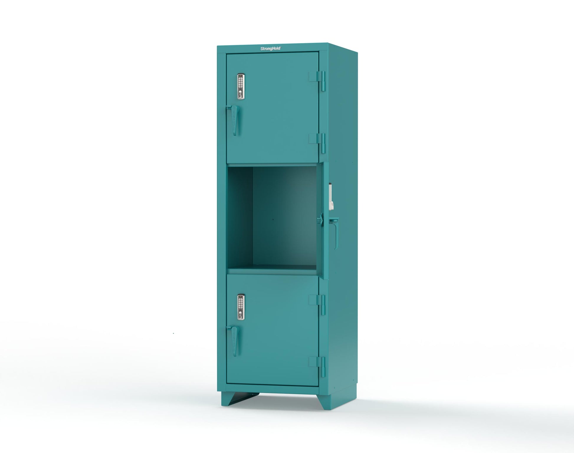 Extra Heavy Duty 14 GA Triple-Tier Locker with Keyless Entry Lock, 3 Compartments – 24 in. W x 24 in. D x 75 in. H - 26-3D-24-3T-EK-L-5021