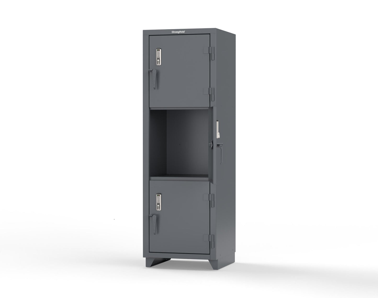Extra Heavy Duty 14 GA Triple-Tier Locker with Keyless Entry Lock, 3 Compartments – 24 in. W x 24 in. D x 75 in. H - 26-3D-24-3T-EK-L-7024