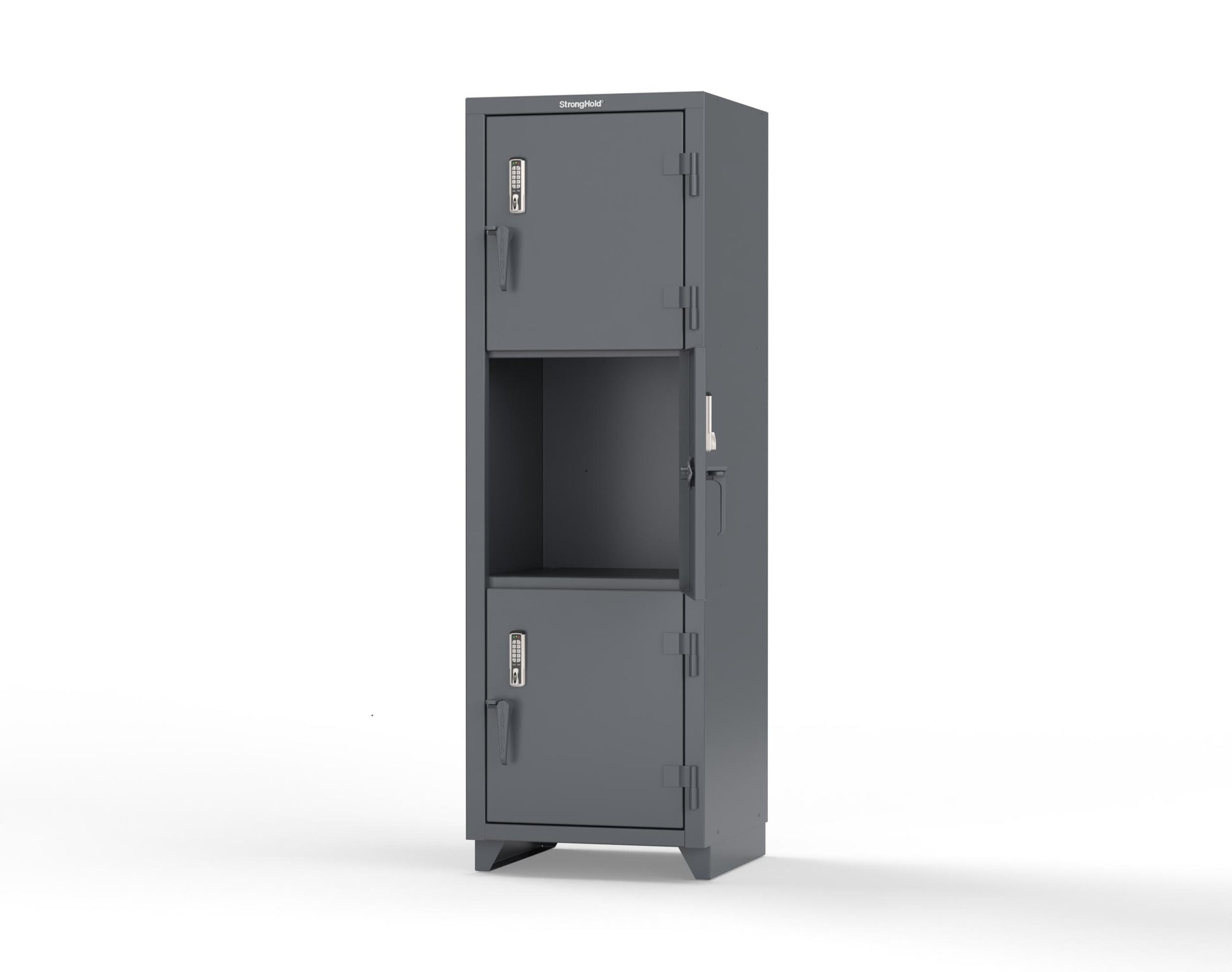 Extra Heavy Duty 14 GA Triple-Tier Locker with Keyless Entry Lock, 3 Compartments – 24 in. W x 24 in. D x 75 in. H - 26-3D-24-3T-EK-L-7024