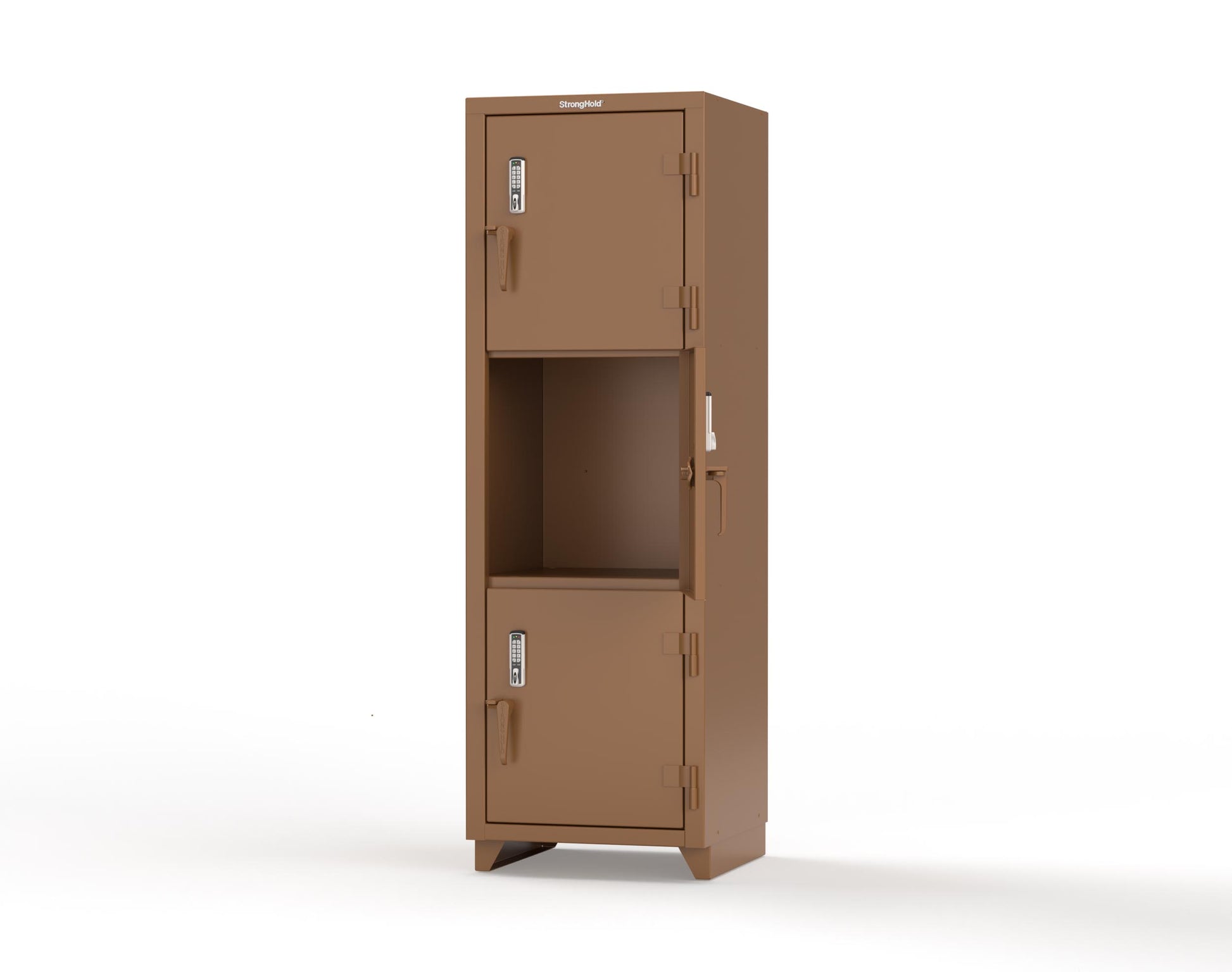 Extra Heavy Duty 14 GA Triple-Tier Locker with Keyless Entry Lock, 3 Compartments – 24 in. W x 24 in. D x 75 in. H - 26-3D-24-3T-EK-L-8008