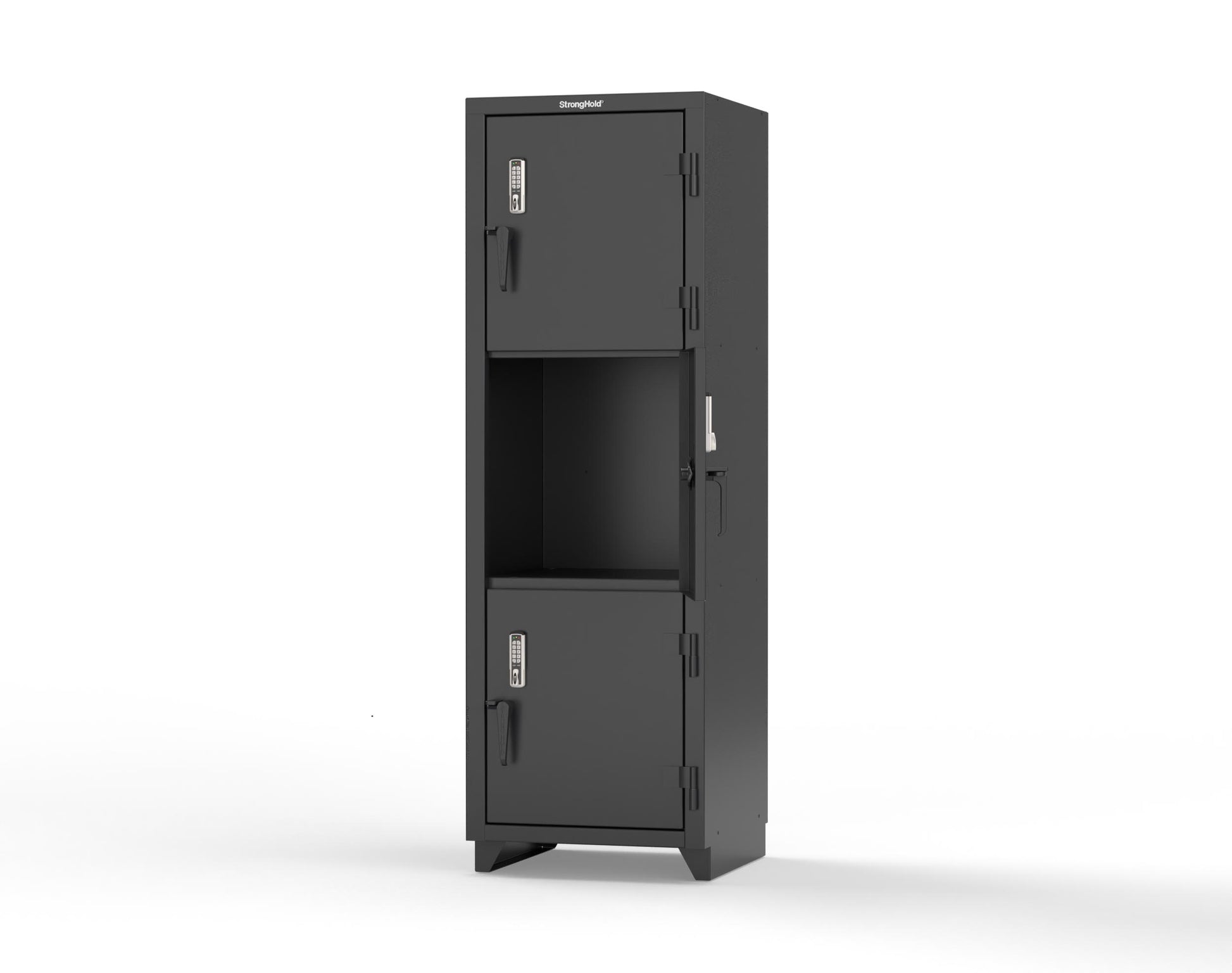 Extra Heavy Duty 14 GA Triple-Tier Locker with Keyless Entry Lock, 3 Compartments – 24 in. W x 24 in. D x 75 in. H - 26-3D-24-3T-EK-L-9005