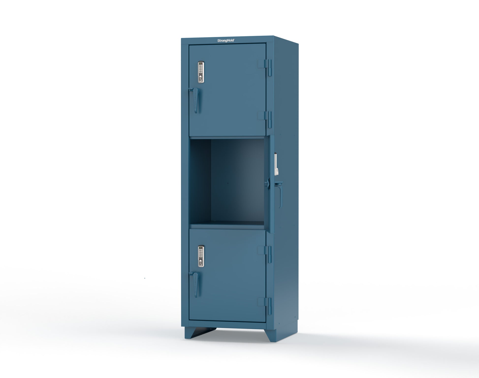 Extra Heavy Duty 14 GA Triple-Tier Locker with Keyless Entry Lock, 3 Compartments – 24 in. W x 24 in. D x 75 in. H - 26-3D-24-3T-EK-L-5001