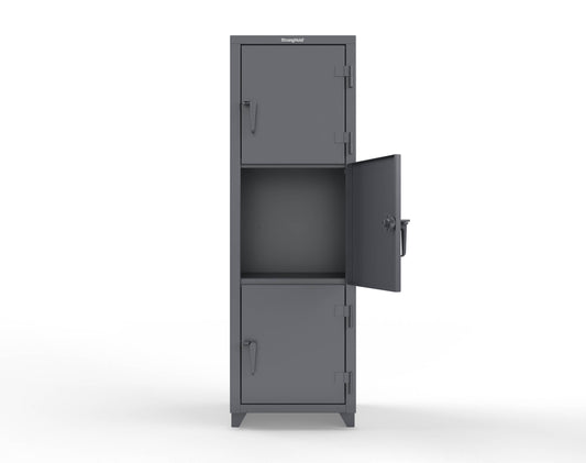 Extra Heavy Duty 14 GA Triple-Tier Locker, 3 Compartments - 24 in. W x 24 in. D x 75 in. H - 26-3D-24-3T-L-7024