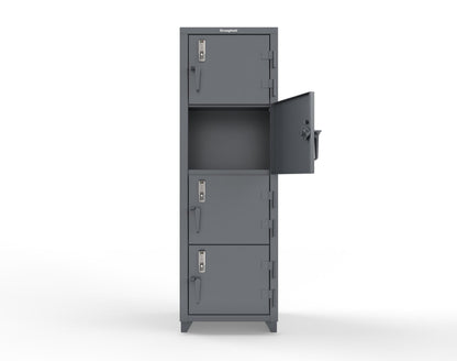 Extra Heavy Duty 14 GA 4-Tier Locker with Keyless Entry Lock, 4 Compartments - 24 in. W x 24 in. D x 75 in. H - 26-4D-24-4T-EK-L-7024