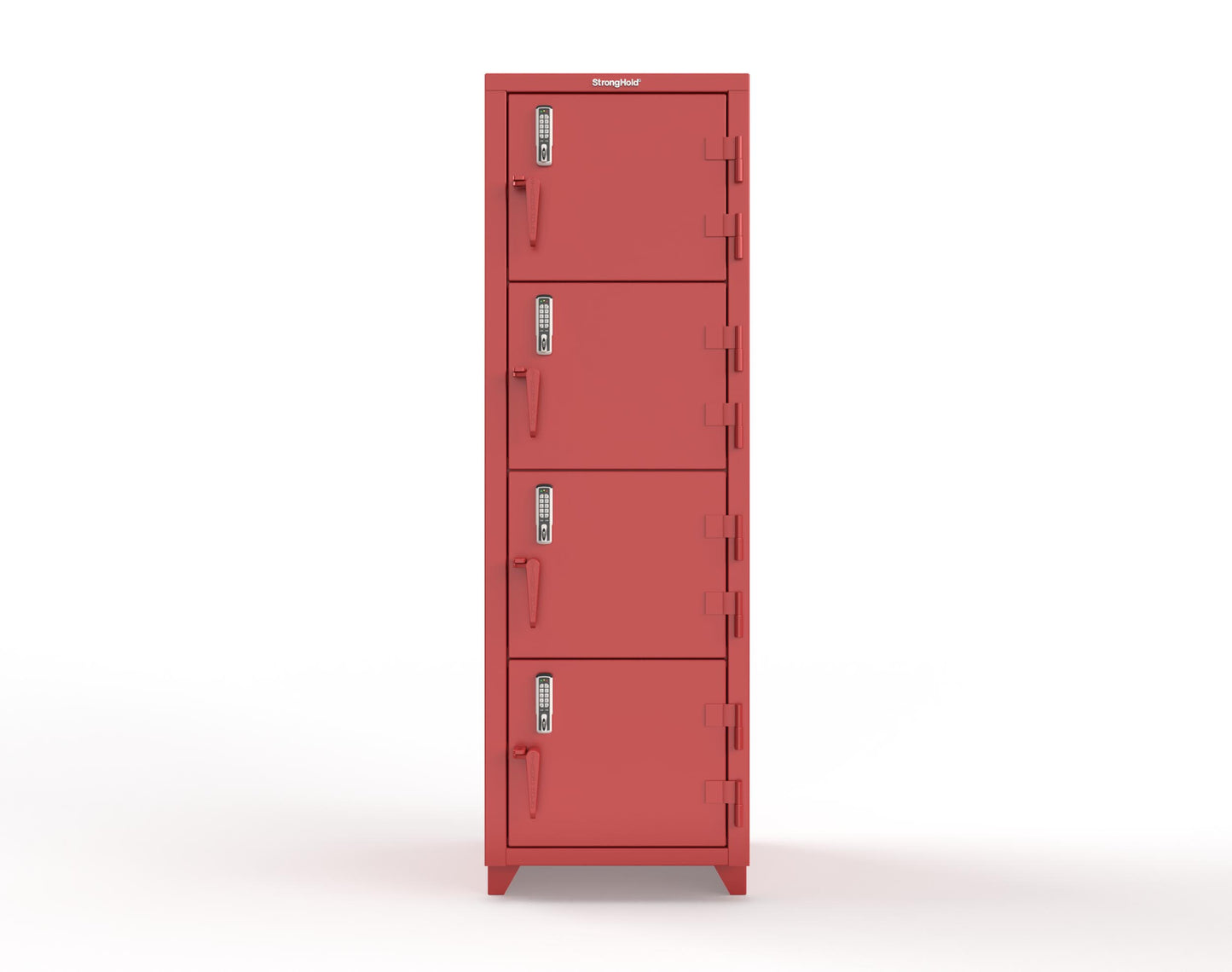Extra Heavy Duty 14 GA 4-Tier Locker with Keyless Entry Lock, 4 Compartments - 24 in. W x 24 in. D x 75 in. H - 26-4D-24-4T-EK-L-3001