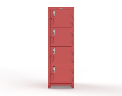 Extra Heavy Duty 14 GA 4-Tier Locker with Keyless Entry Lock, 4 Compartments - 24 in. W x 24 in. D x 75 in. H - 26-4D-24-4T-EK-L-3001
